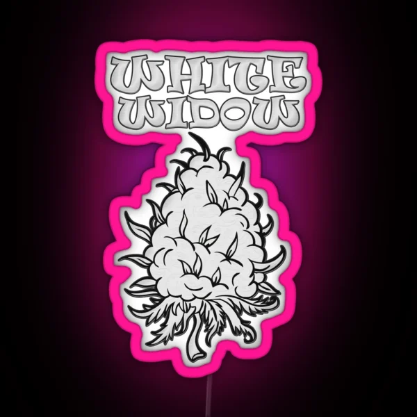 White Widow Label Weed Strain Marijuana RGB Neon Sign