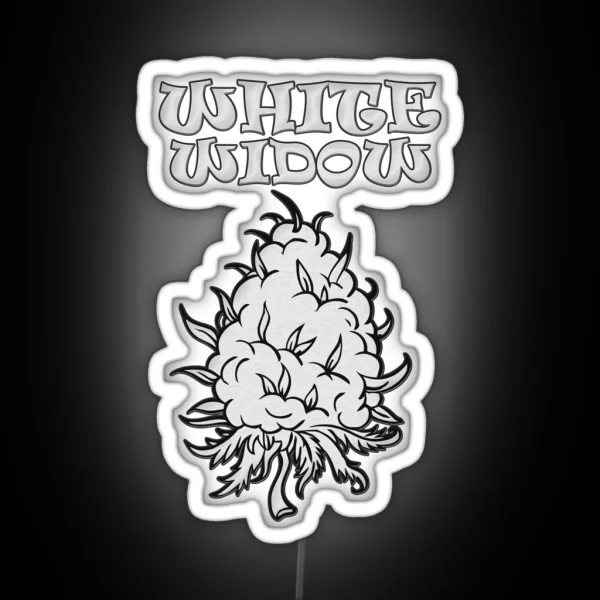 White Widow Label Weed Strain Marijuana RGB Neon Sign