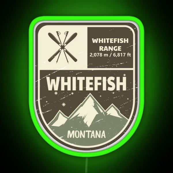 Whitefish Montana Ski RGB Neon Sign