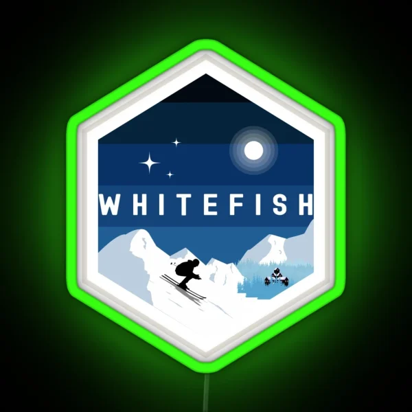 Whitefish Ski Resort Montana RGB Neon Sign