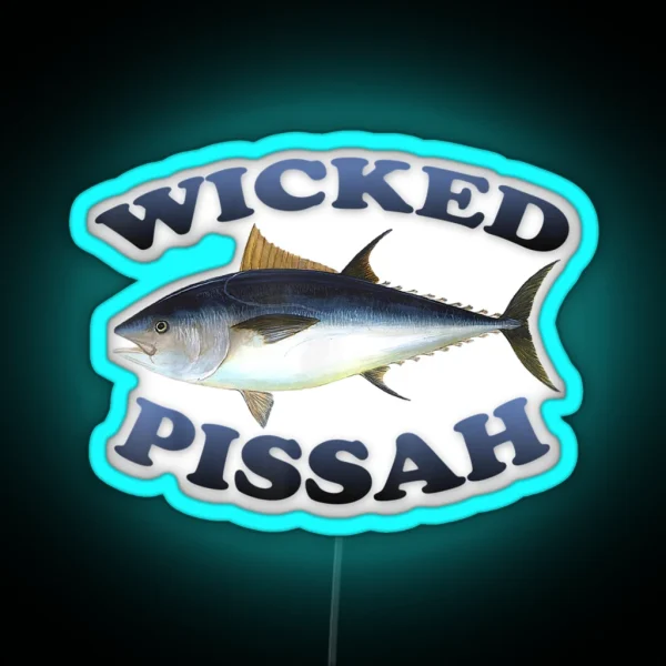 Wicked Pissah Bluefin Tuna Fish Illustration RGB Neon Sign