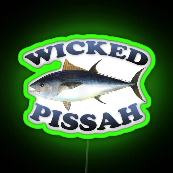 Wicked Pissah Bluefin Tuna Fish Illustration RGB Neon Sign