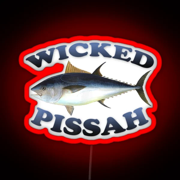 Wicked Pissah Bluefin Tuna Fish Illustration RGB Neon Sign