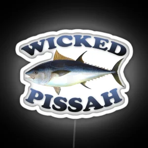 Wicked Pissah Bluefin Tuna Fish Illustration Fishing Angler RGB Neon Sign