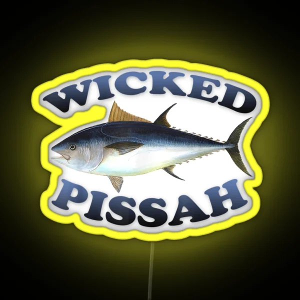 Wicked Pissah Bluefin Tuna Fish Illustration RGB Neon Sign