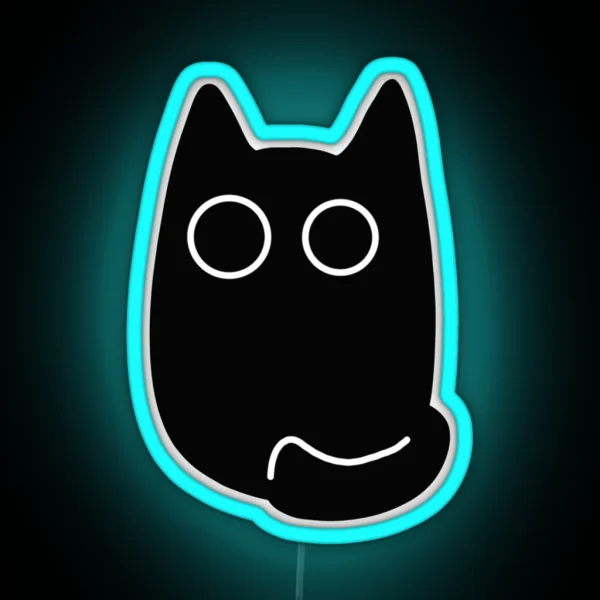 Wide Eyed Black Cat RGB Neon Sign