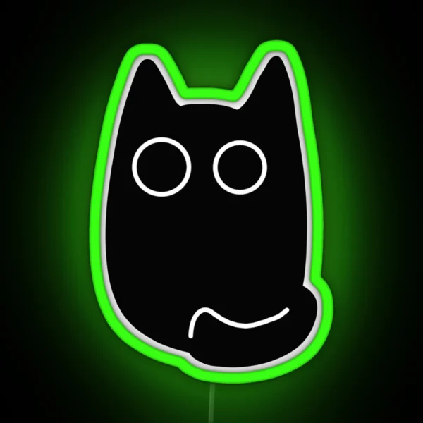 Wide Eyed Black Cat RGB Neon Sign