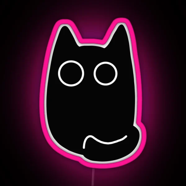 Wide Eyed Black Cat RGB Neon Sign