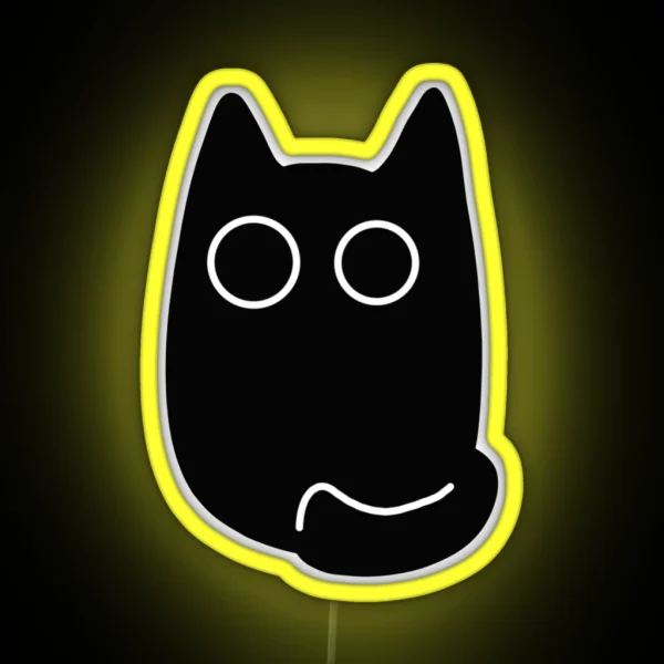 Wide Eyed Black Cat RGB Neon Sign