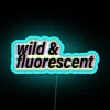 Neon sign with vibrant blue fluorescent lights in a wild, futuristic design.