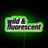 Neon green glow of a vibrant city sign at night