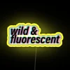Vibrant neon sign with wild, fluorescent colors against a dark background