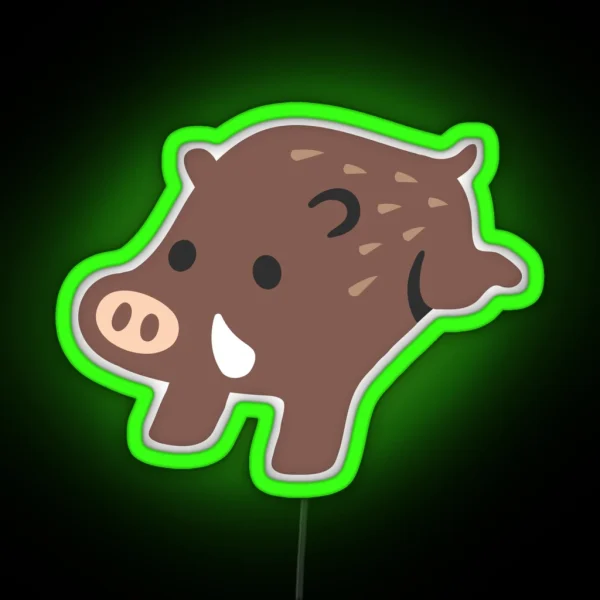 Wild Boar Android Emoji RGB Neon Sign