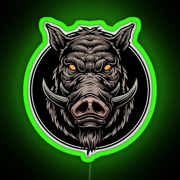 Wild Boar Design RGB Neon Sign
