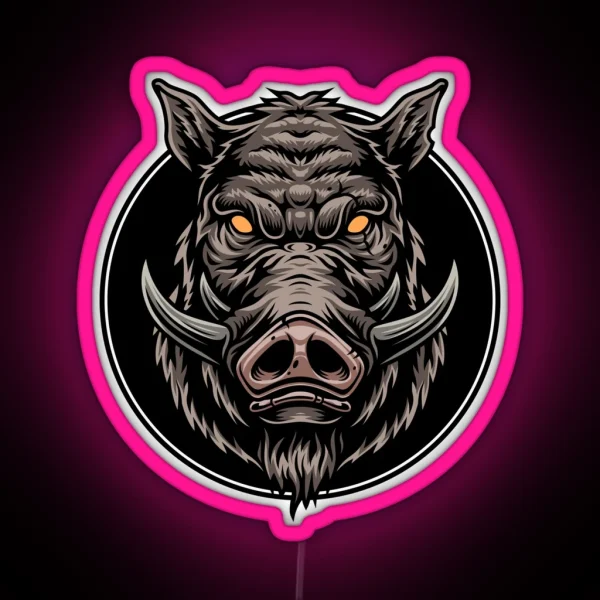 Wild Boar Design RGB Neon Sign