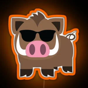 Wild Boar Emoji RGB Neon Sign