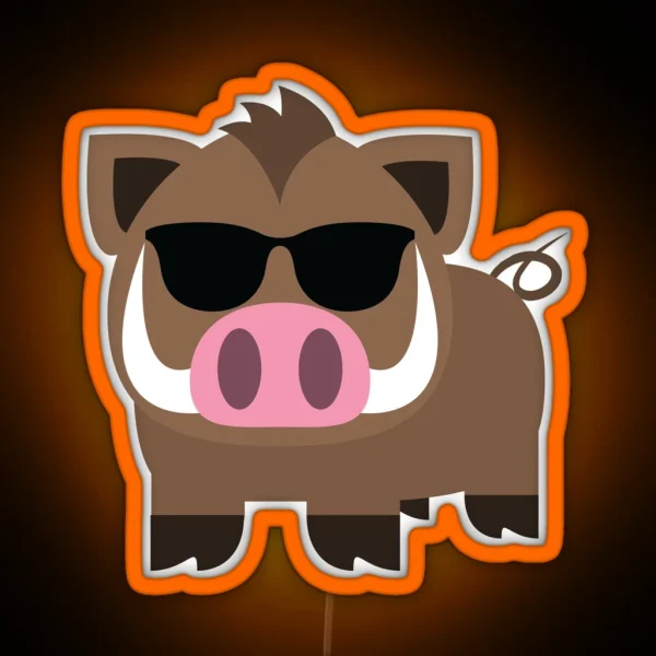 Wild Boar Emoji RGB Neon Sign