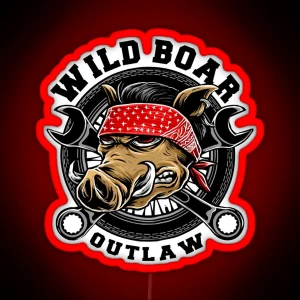 Wild Boar Outlaw Biker Gift Idea RGB Neon Sign