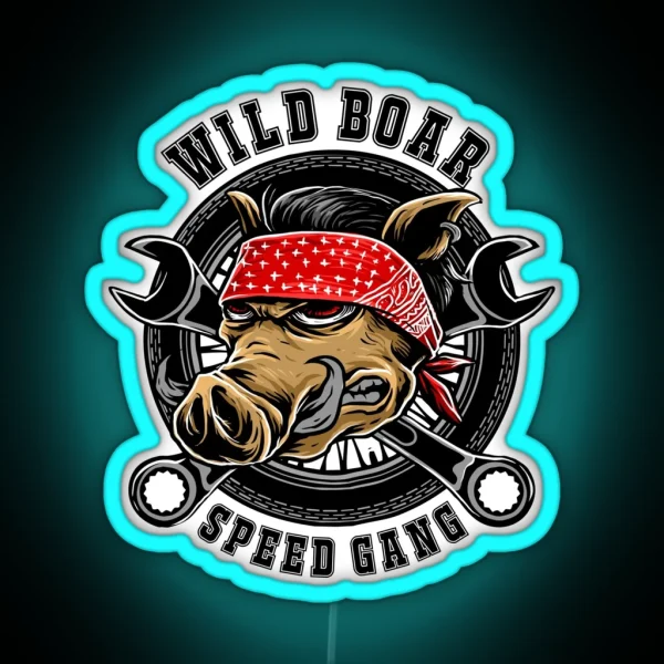 Wild Boar Speed Gear Motorcycle Biker Wild Boar Gift RGB Neon Sign