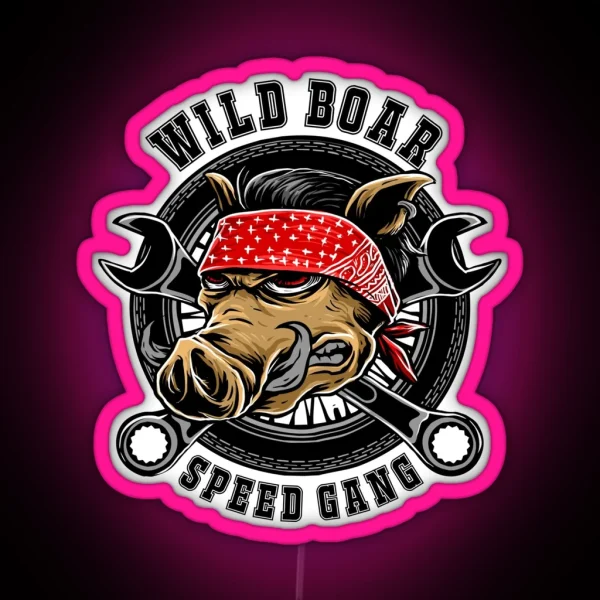 Wild Boar Speed Gear Motorcycle Biker Wild Boar Gift RGB Neon Sign