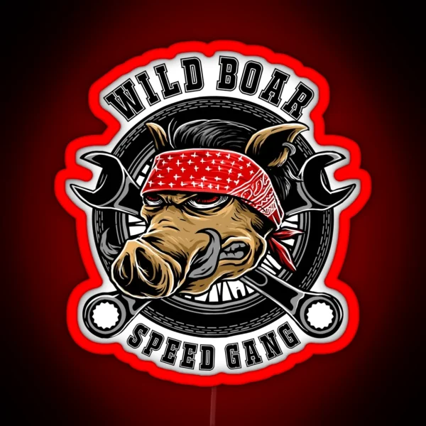 Wild Boar Speed Gear Motorcycle Biker Wild Boar Gift RGB Neon Sign