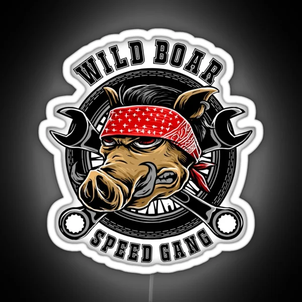Wild Boar Speed Gear Motorcycle Biker Wild Boar Gift RGB Neon Sign