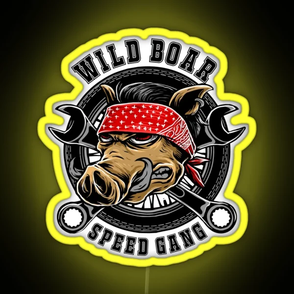 Wild Boar Speed Gear Motorcycle Biker Wild Boar Gift RGB Neon Sign