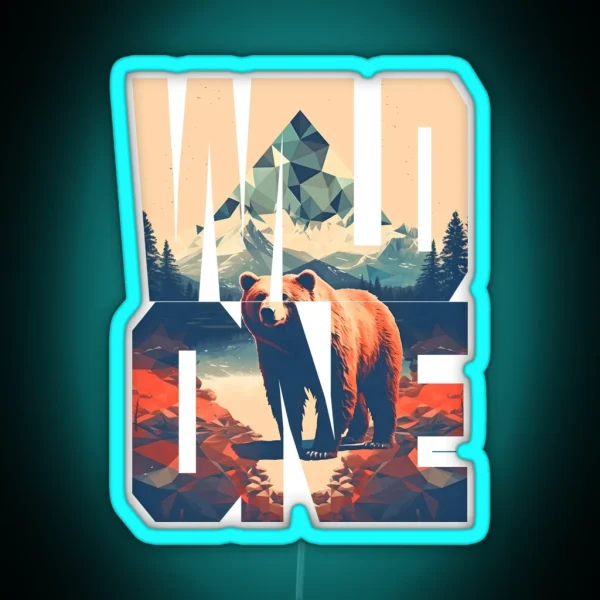 Wild One Outdoor Mountains Adventure RGB Neon Sign