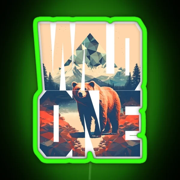 Wild One Outdoor Mountains Adventure RGB Neon Sign