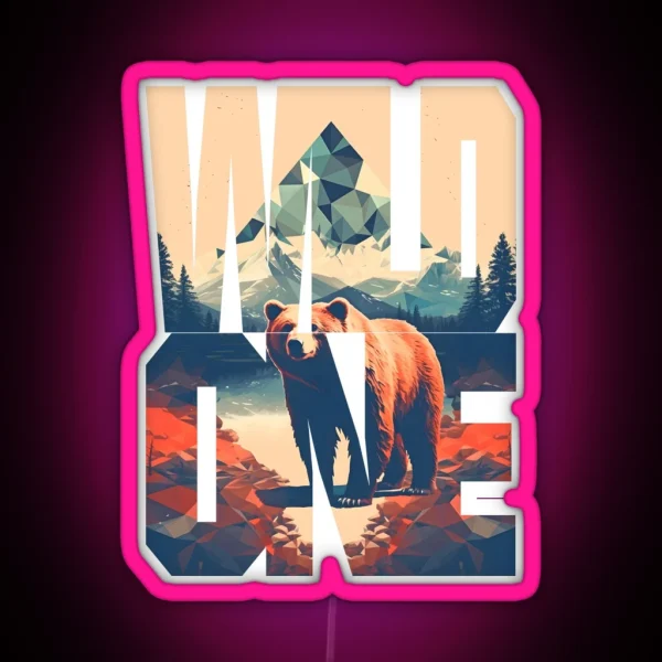 Wild One Outdoor Mountains Adventure RGB Neon Sign