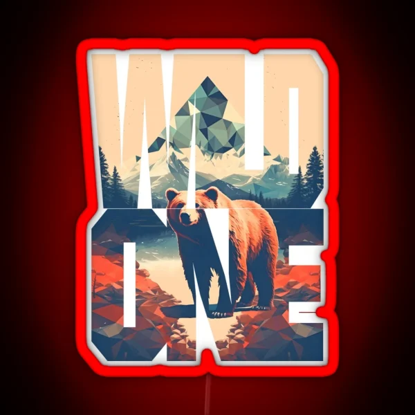 Wild One Outdoor Mountains Adventure RGB Neon Sign