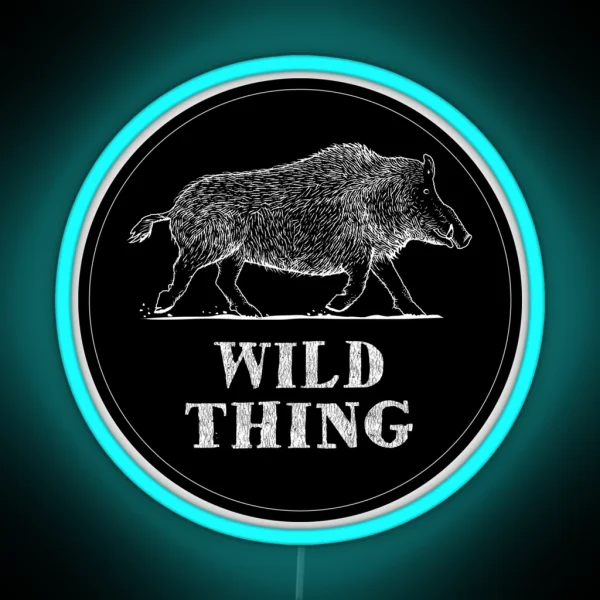Wild Thing Woodcut Style Boar RGB Neon Sign