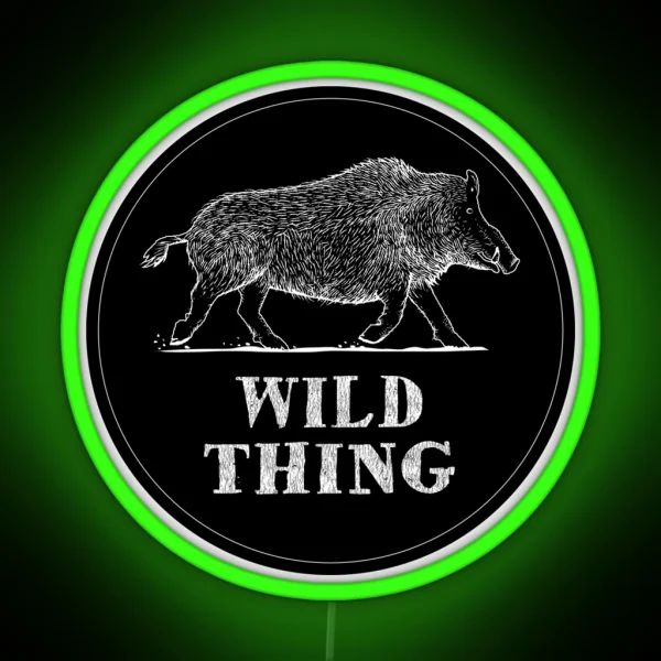 Wild Thing Woodcut Style Boar RGB Neon Sign