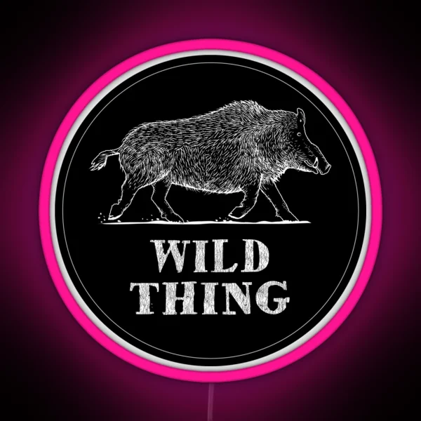 Wild Thing Woodcut Style Boar RGB Neon Sign