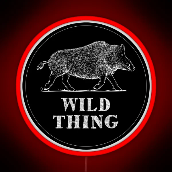 Wild Thing Woodcut Style Boar RGB Neon Sign
