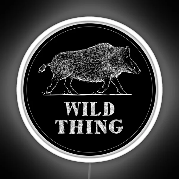 Wild Thing Woodcut Style Boar RGB Neon Sign