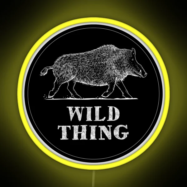 Wild Thing Woodcut Style Boar RGB Neon Sign