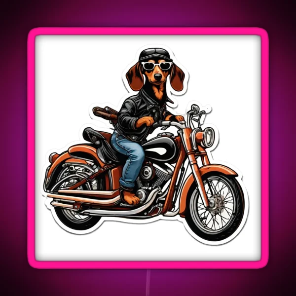 Wild Wild Dachshund Cruises The Endless Roads On His RGB Neon Sign