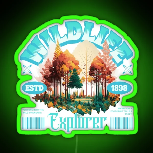 Wildlife Explorer Hiking Classic Led Design RGB Neon Sign