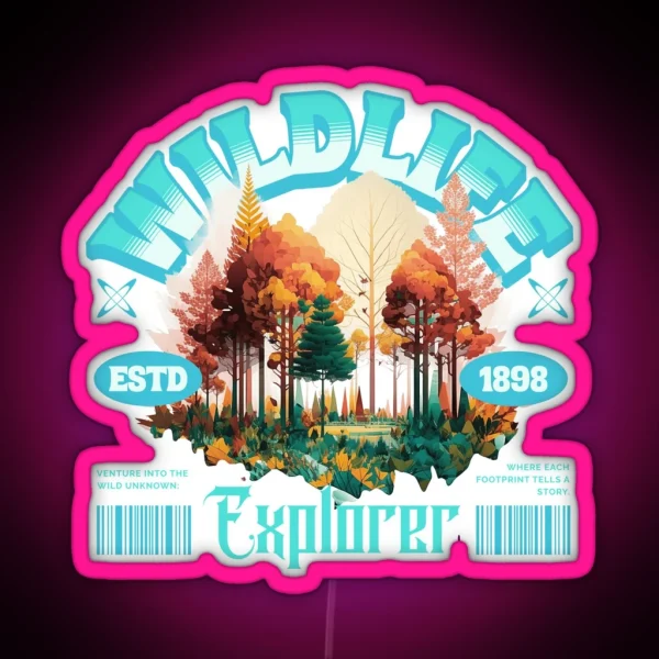 Wildlife Explorer Hiking Classic Led Design RGB Neon Sign