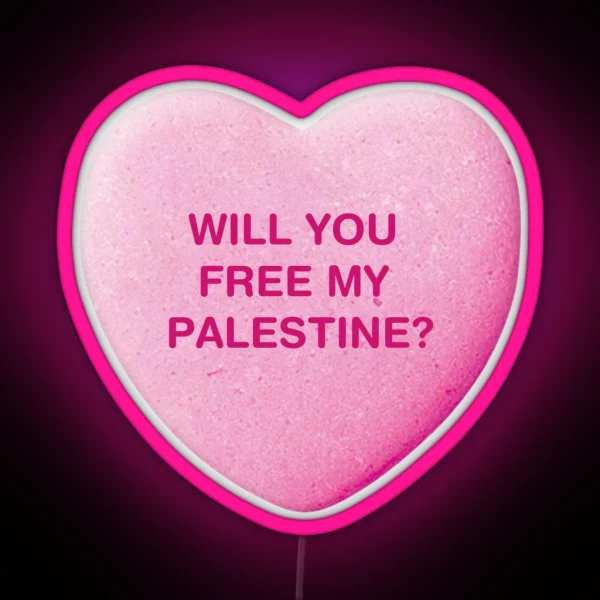 Will You Free My Palestine Candy Heart Sweet Led RGB Neon Sign