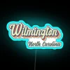 Wilmington city, North Carolina retro vintage 1970s rainbow RGB neon sign