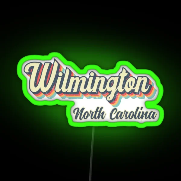 Wilmington City North Carolina Retro Vintage 70s Rainbow RGB Neon Sign