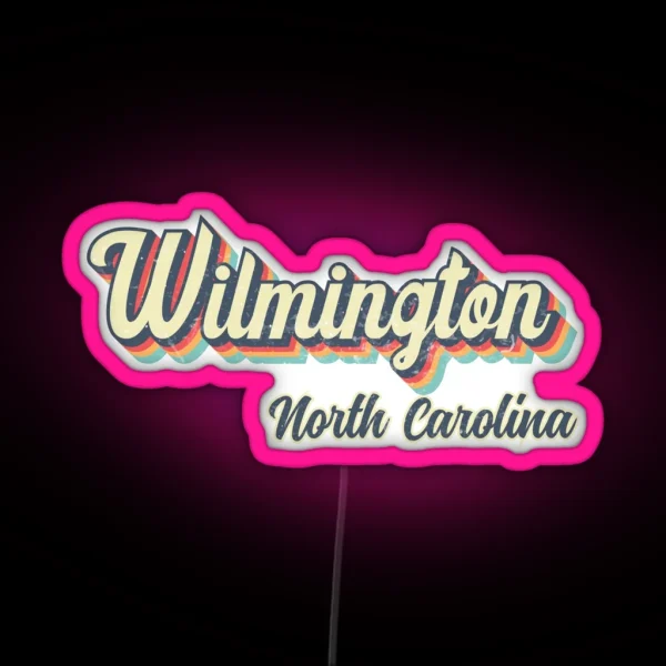 Wilmington City North Carolina Retro Vintage 70s Rainbow RGB Neon Sign