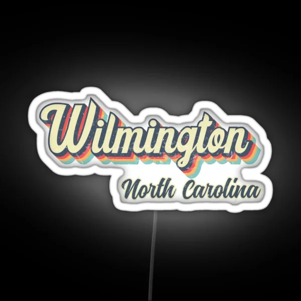Wilmington City North Carolina Retro Vintage 70s Rainbow RGB Neon Sign