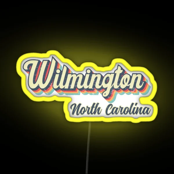 Wilmington City North Carolina Retro Vintage 70s Rainbow RGB Neon Sign