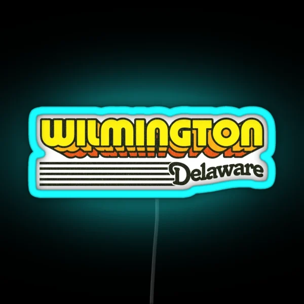 Wilmington Delaware Retro Stripes RGB Neon Sign