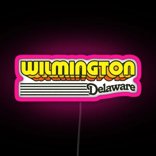 Wilmington Delaware Retro Stripes RGB Neon Sign