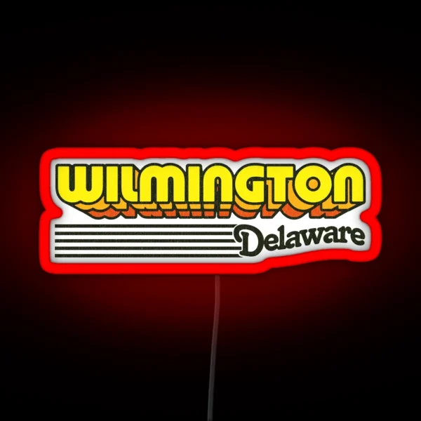 Wilmington Delaware Retro Stripes RGB Neon Sign