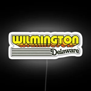 Wilmington Delaware Retro Stripes RGB Neon Sign